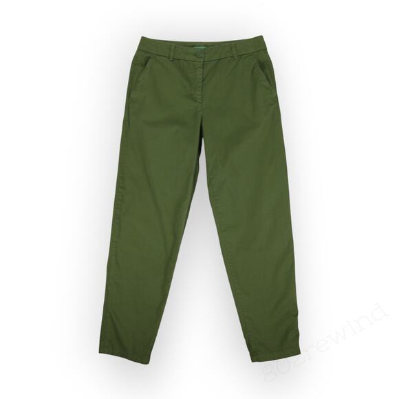 sz 6 ~ 42 Benetton Olive Washed Twill Stretch Cotton Chino Ankle - Picture 7 of 14